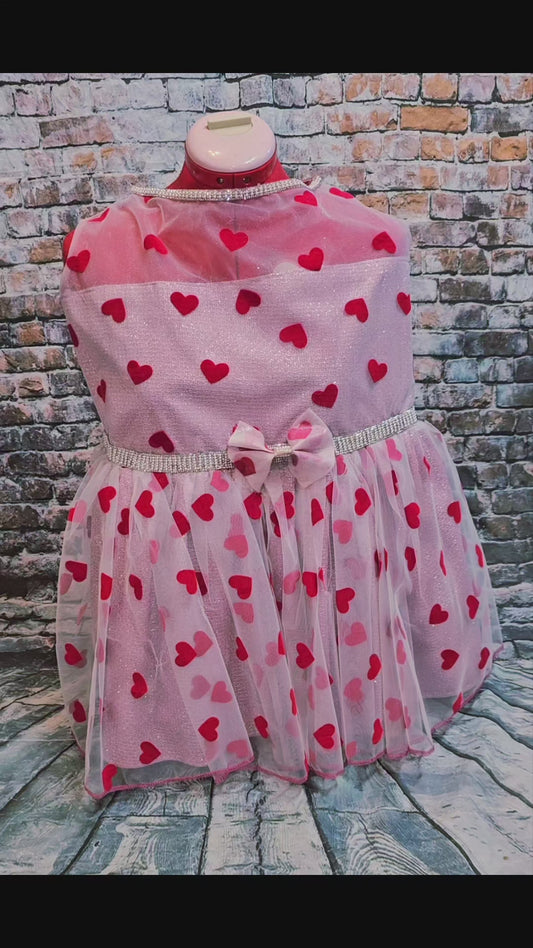 Valentine Tulle pet dress, heart tulle pet dress, valentine heart dog dress