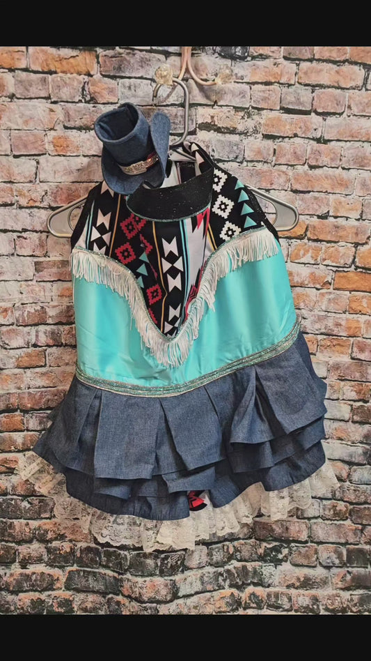 Rodeo Pet Dress, Western Pet dress, Aztec print pet dress