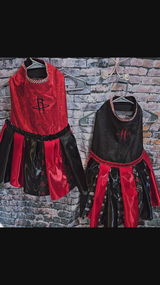 Houston Rockets glitter pet dress, rockets embroidered pet dress